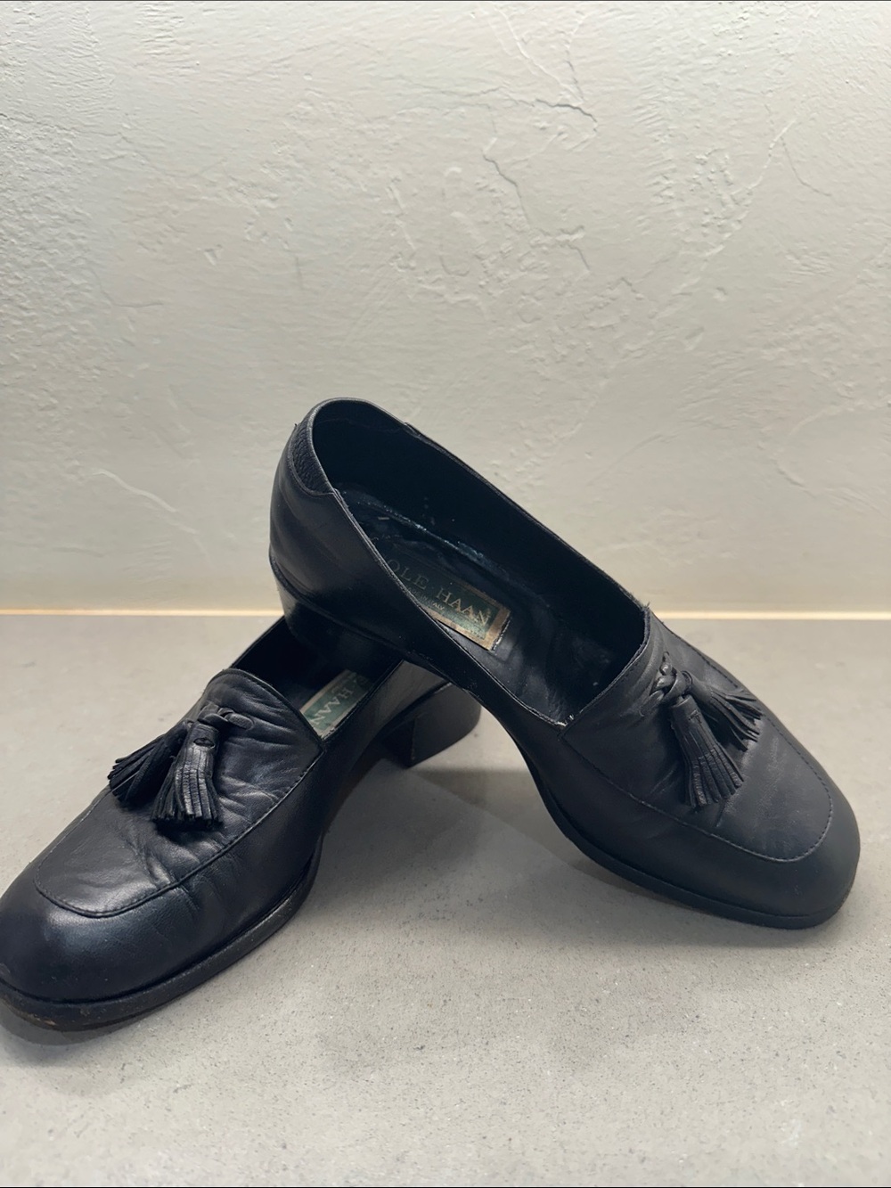 Cole Haan Black Leather Tassel Loafers